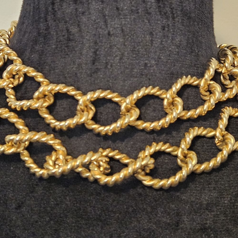 Large Gold Tone Chain Necklace (34") - Picture 3 of 3
